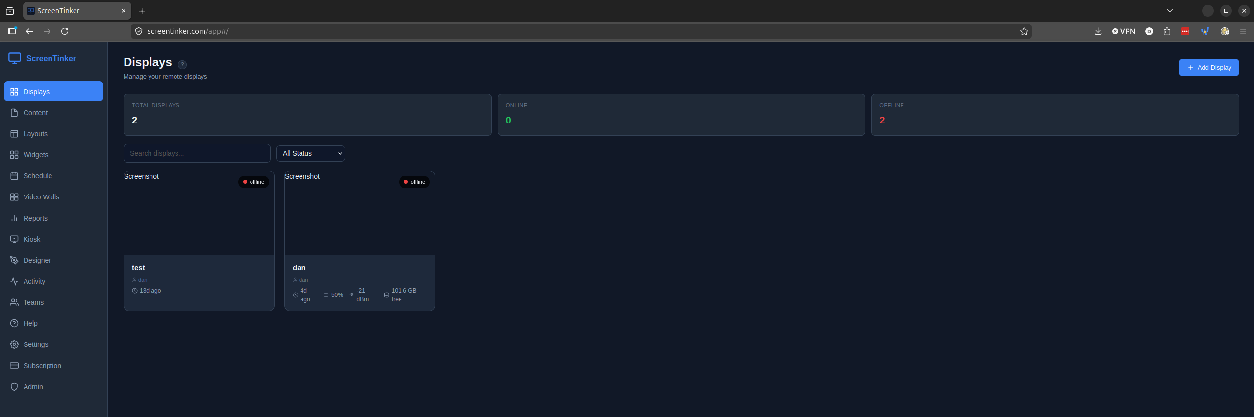 ScreenTinker Dashboard